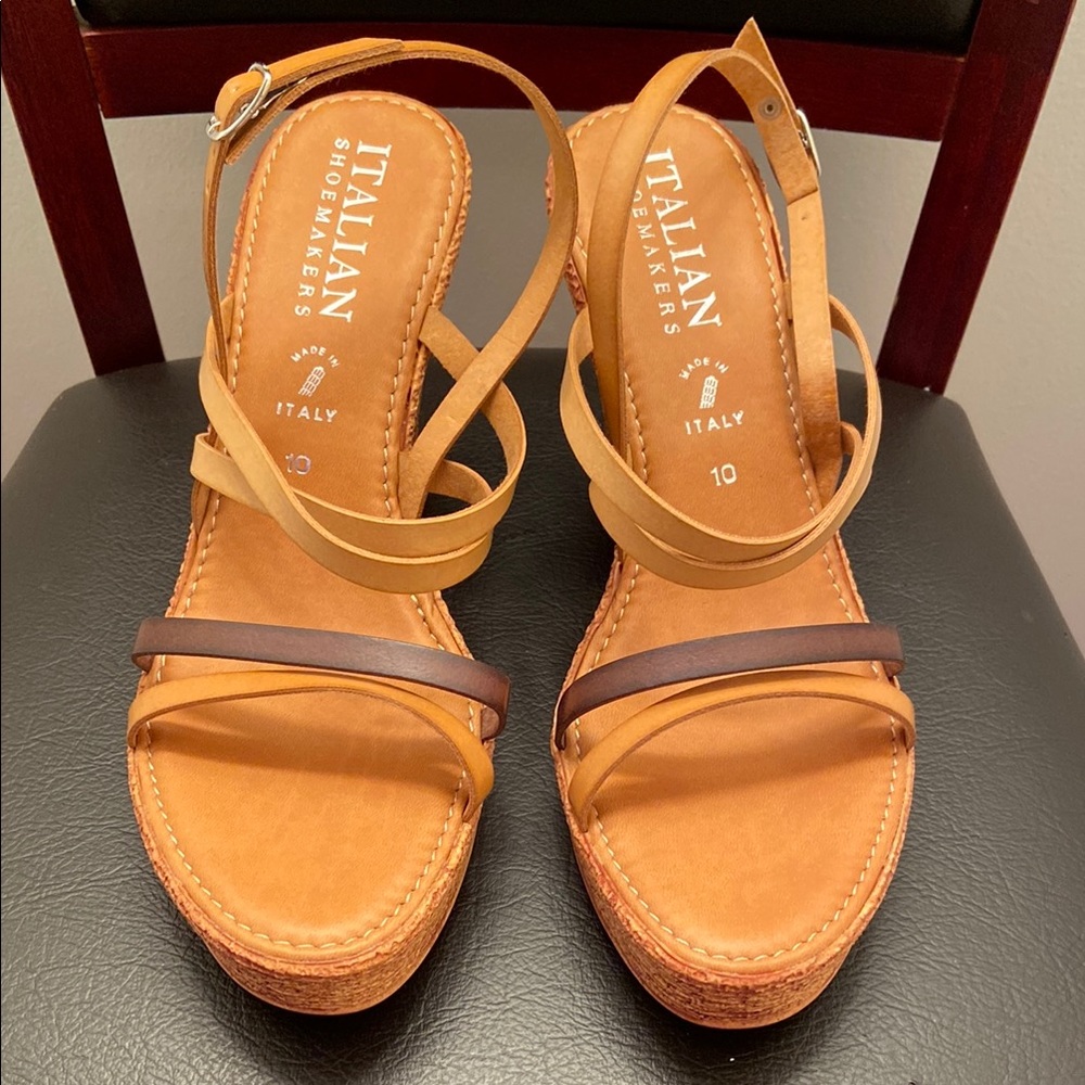 Italian Shoemakers Tan and Brown Sandals